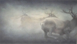 Caribou in the mist by Janice Udell - pastel 2001