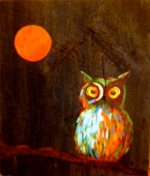 Night Owl by Martha Hood 14__x17__acrylic on barnboard 
